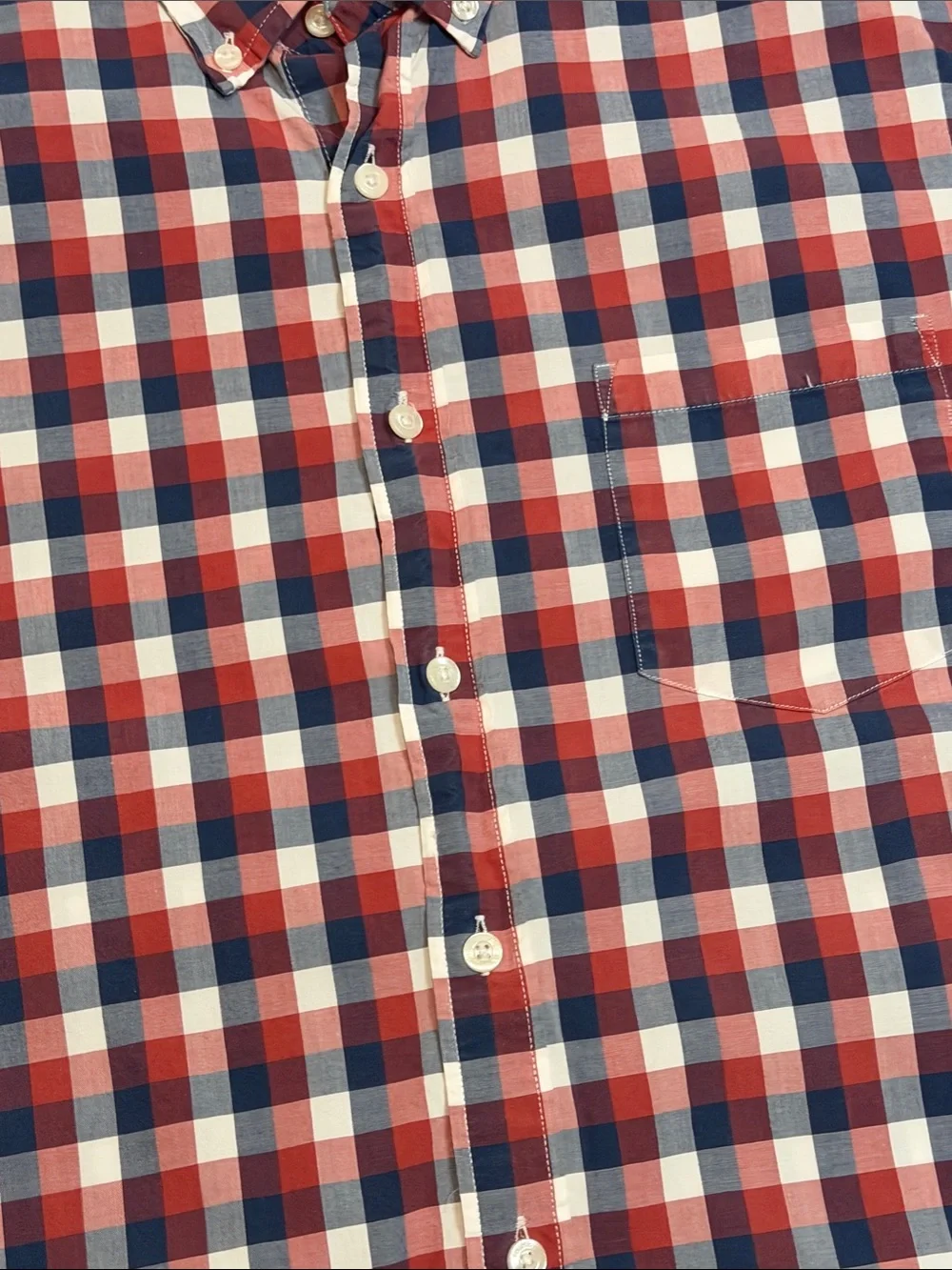 J. Crew Men’s Red Navy White Plaid Button-Down Shirt